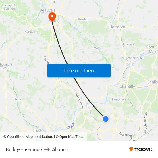 Belloy-En-France to Allonne map