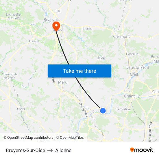 Bruyeres-Sur-Oise to Allonne map