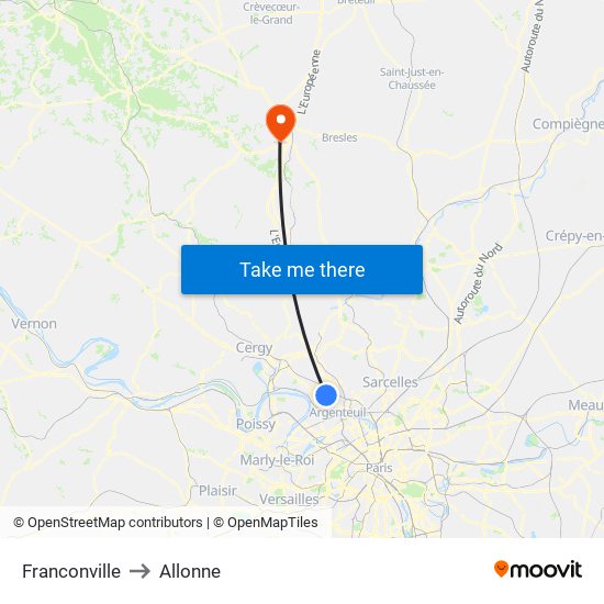 Franconville to Allonne map