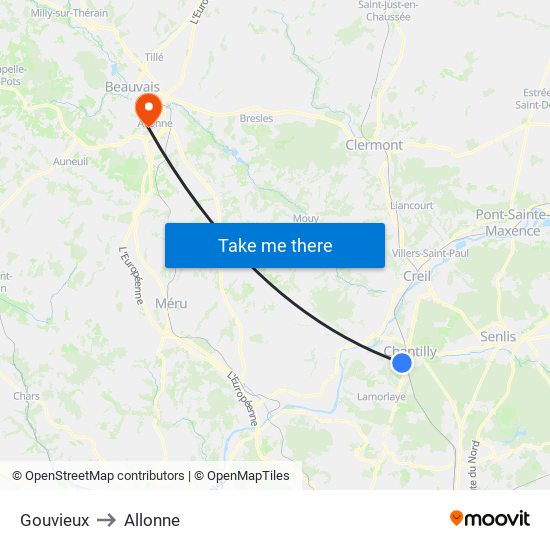 Gouvieux to Allonne map