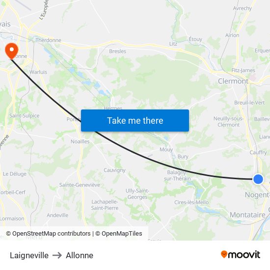 Laigneville to Allonne map