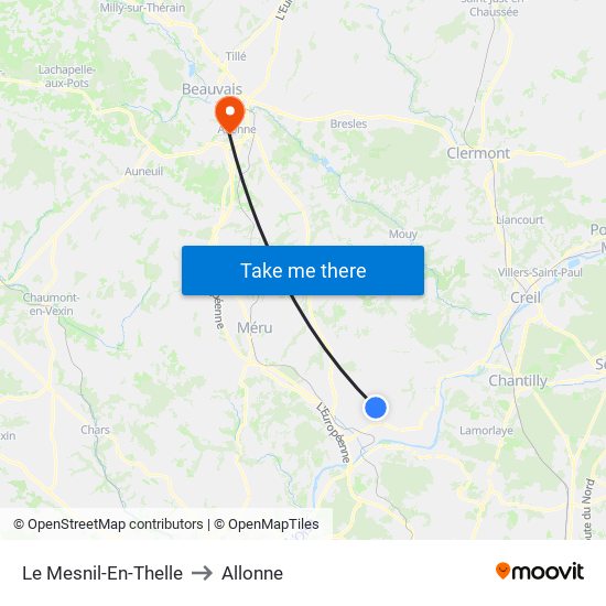 Le Mesnil-En-Thelle to Allonne map