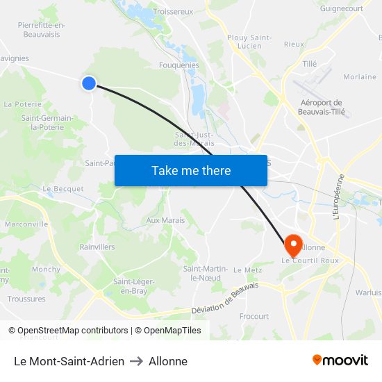 Le Mont-Saint-Adrien to Allonne map