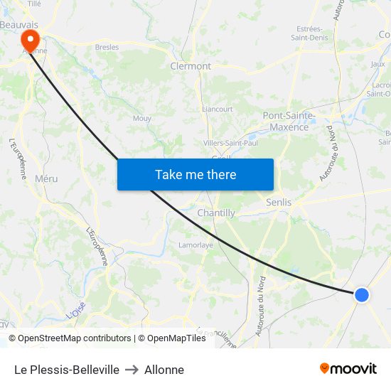 Le Plessis-Belleville to Allonne map