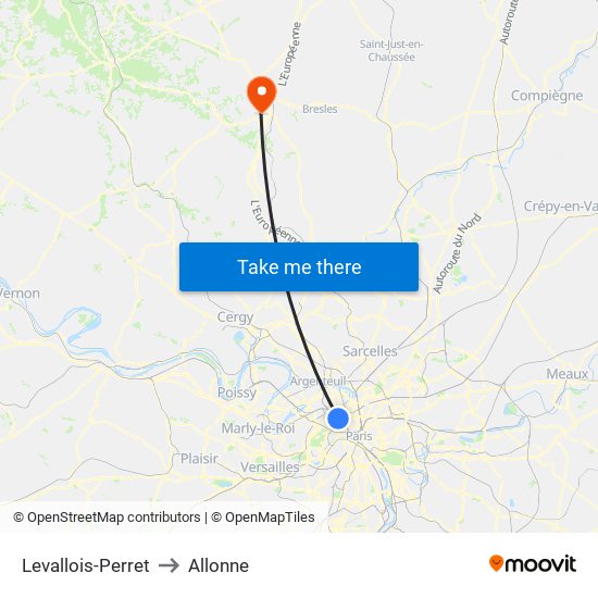 Levallois-Perret to Allonne map