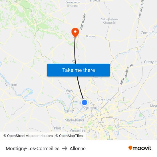 Montigny-Les-Cormeilles to Allonne map