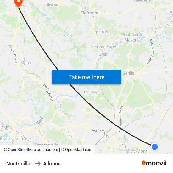 Nantouillet to Allonne map