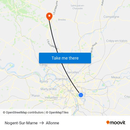 Nogent-Sur-Marne to Allonne map