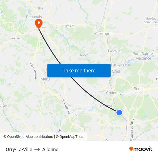 Orry-La-Ville to Allonne map