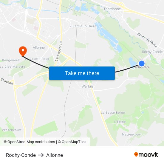 Rochy-Conde to Allonne map