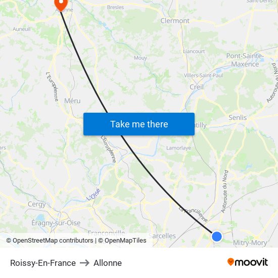 Roissy-En-France to Allonne map