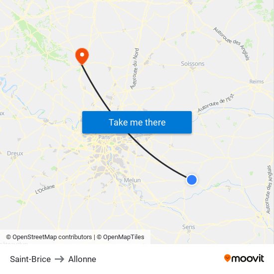 Saint-Brice to Allonne map