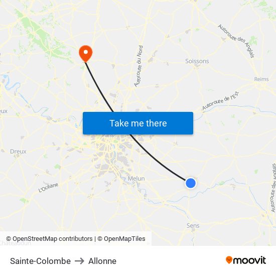 Sainte-Colombe to Allonne map