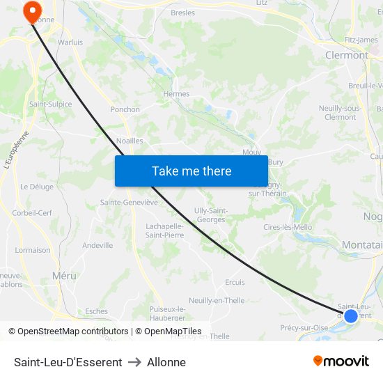 Saint-Leu-D'Esserent to Allonne map