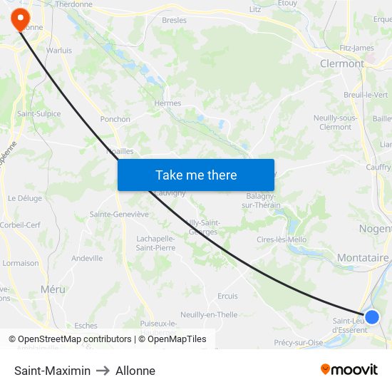 Saint-Maximin to Allonne map