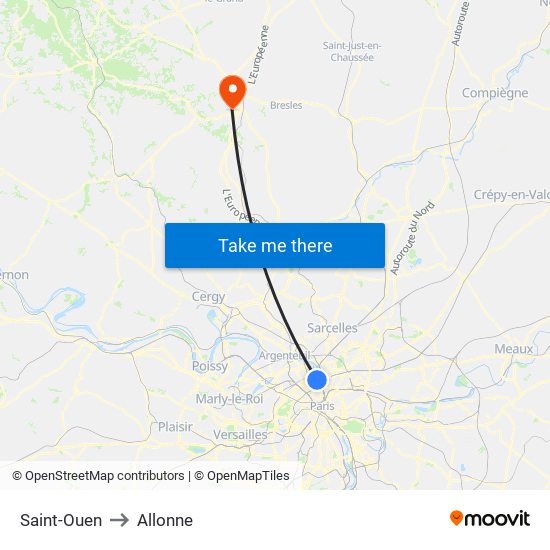 Saint-Ouen to Allonne map