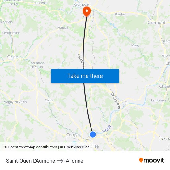 Saint-Ouen-L'Aumone to Allonne map