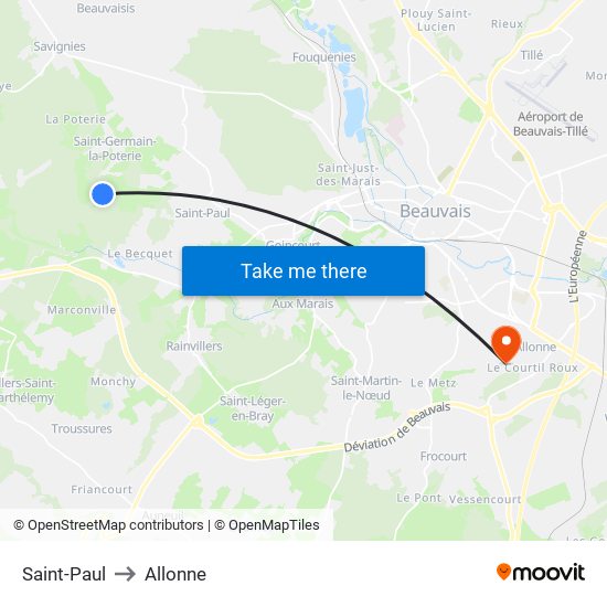 Saint-Paul to Allonne map