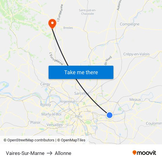 Vaires-Sur-Marne to Allonne map