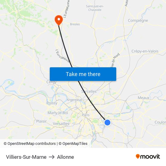 Villiers-Sur-Marne to Allonne map