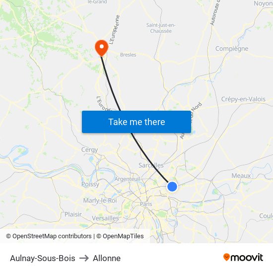 Aulnay-Sous-Bois to Allonne map