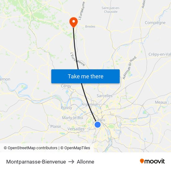 Montparnasse-Bienvenue to Allonne map