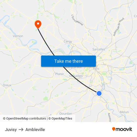 Juvisy to Ambleville map