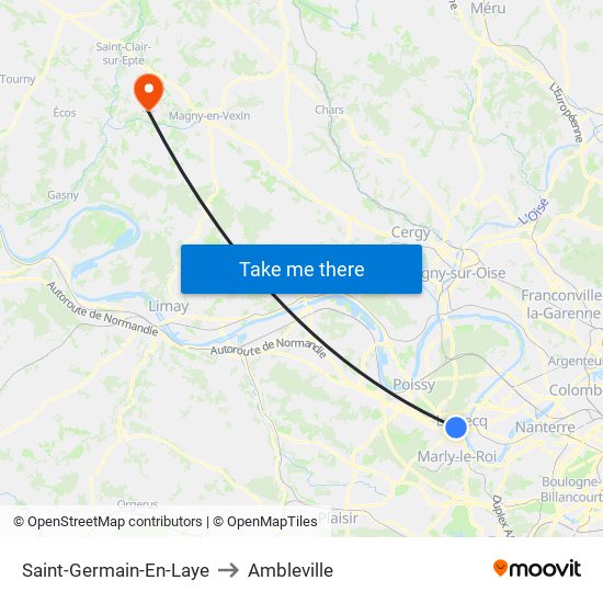 Saint-Germain-En-Laye to Ambleville map