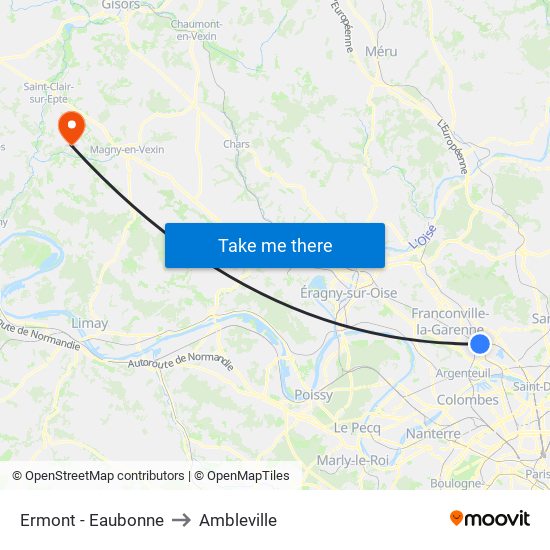 Ermont - Eaubonne to Ambleville map