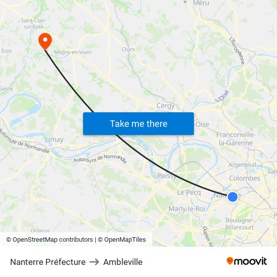 Nanterre Préfecture to Ambleville map