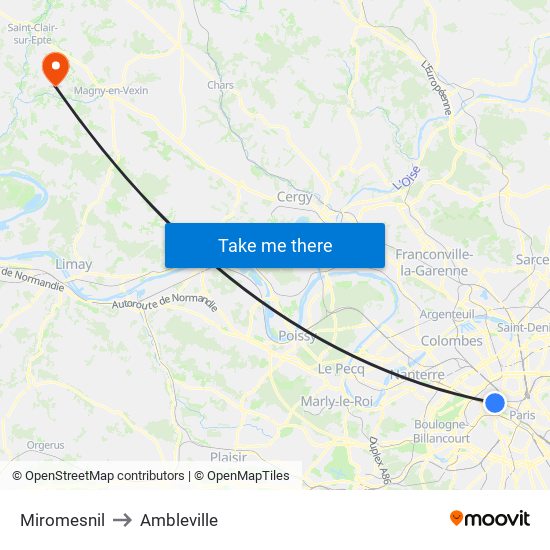 Miromesnil to Ambleville map