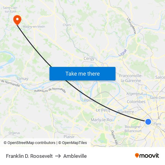 Franklin D. Roosevelt to Ambleville map