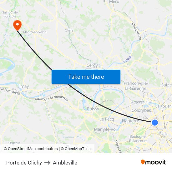 Porte de Clichy to Ambleville map