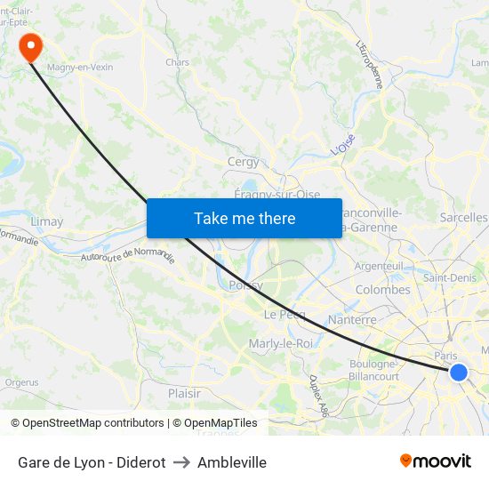 Gare de Lyon - Diderot to Ambleville map