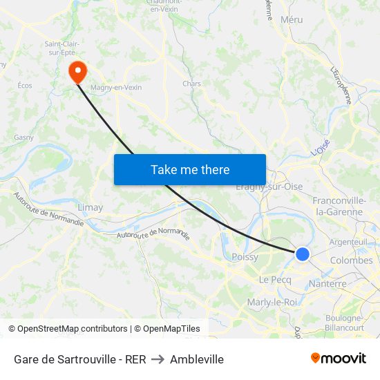 Gare de Sartrouville - RER to Ambleville map