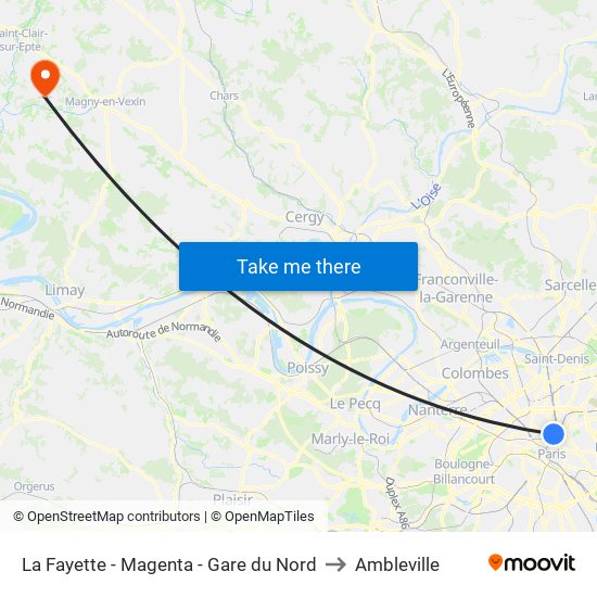 La Fayette - Magenta - Gare du Nord to Ambleville map