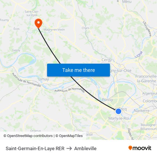Saint-Germain-En-Laye RER to Ambleville map