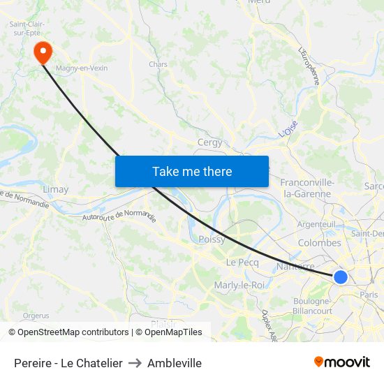 Pereire - Le Chatelier to Ambleville map