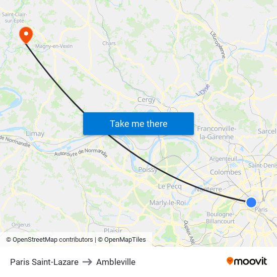 Paris Saint-Lazare to Ambleville map