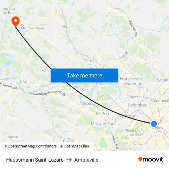 Haussmann Saint-Lazare to Ambleville map