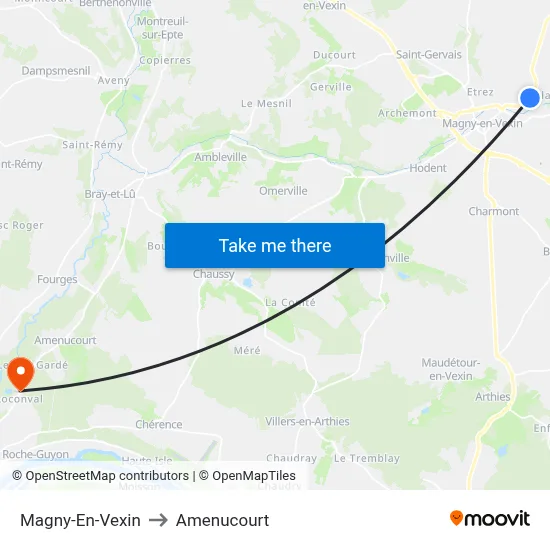 Magny-En-Vexin to Amenucourt map