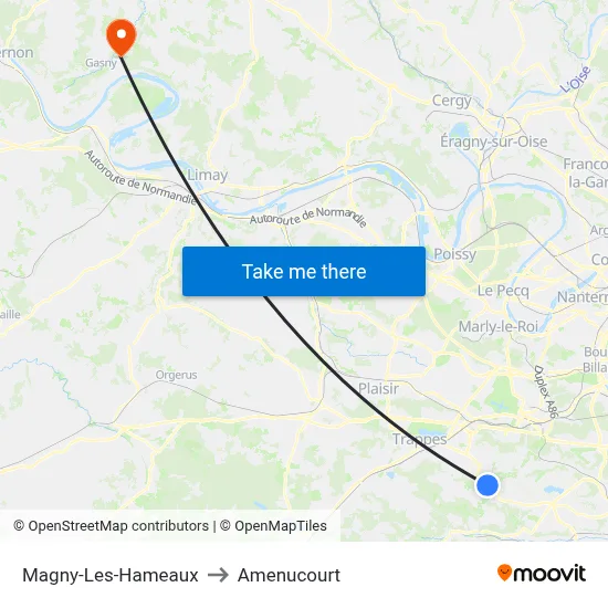 Magny-Les-Hameaux to Amenucourt map