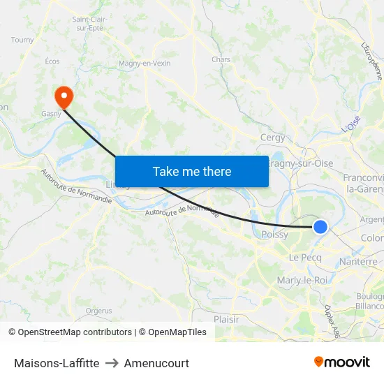 Maisons-Laffitte to Amenucourt map