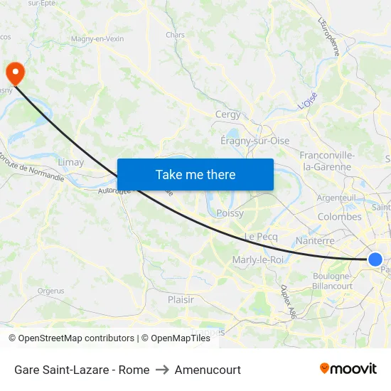 Gare Saint-Lazare - Rome to Amenucourt map