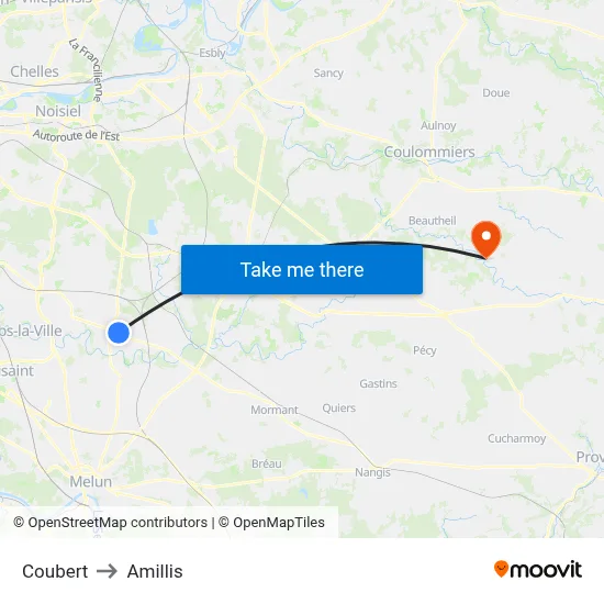 Coubert to Amillis map