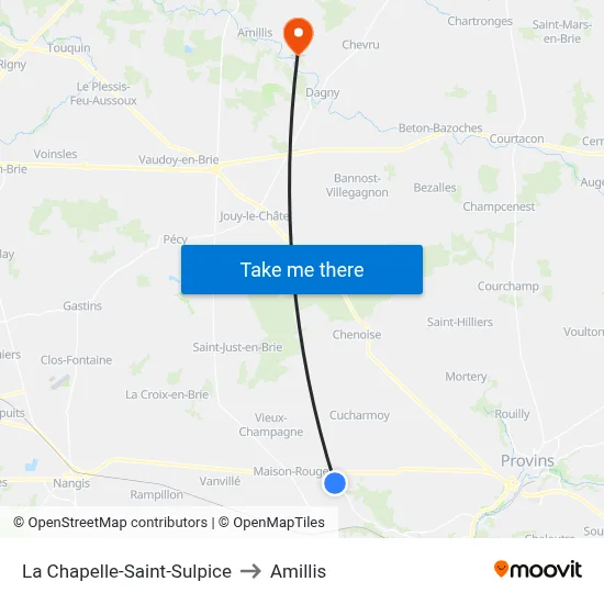 La Chapelle-Saint-Sulpice to Amillis map