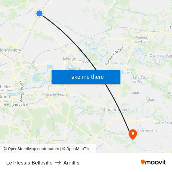 Le Plessis-Belleville to Amillis map