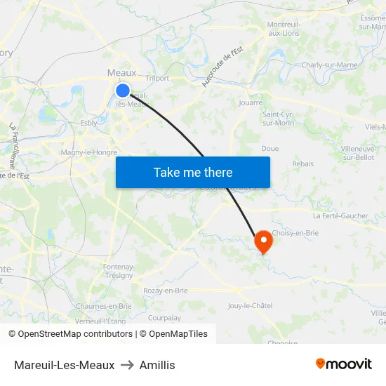 Mareuil-Les-Meaux to Amillis map