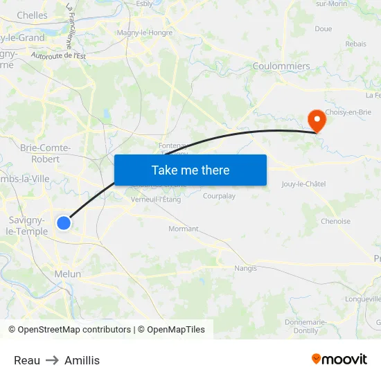 Reau to Amillis map