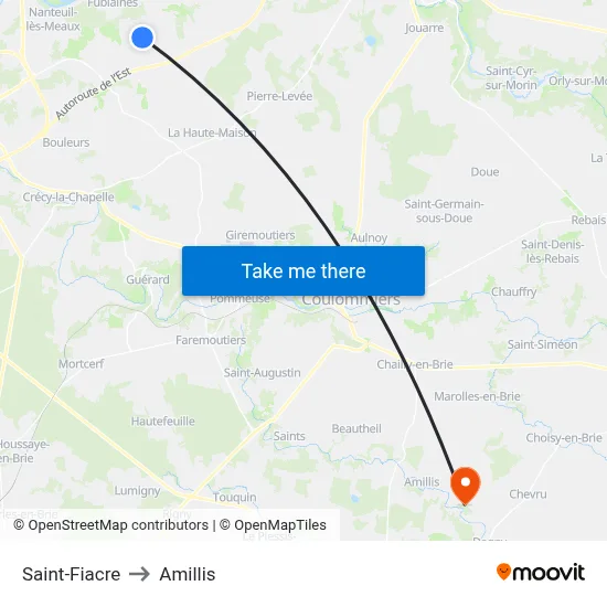 Saint-Fiacre to Amillis map